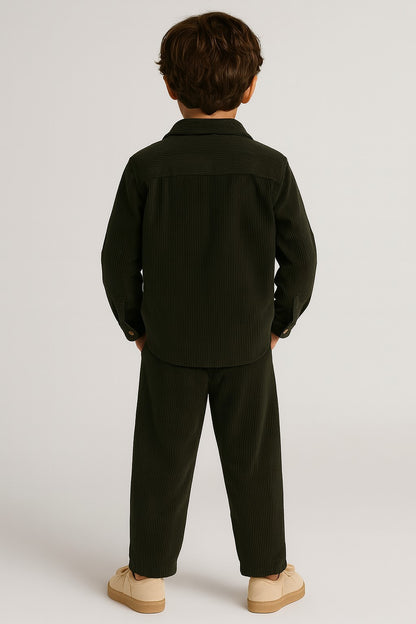 Cordoury Fabric Full Sleeves Shirt With Trouser And Half Sleeves T-shirt
