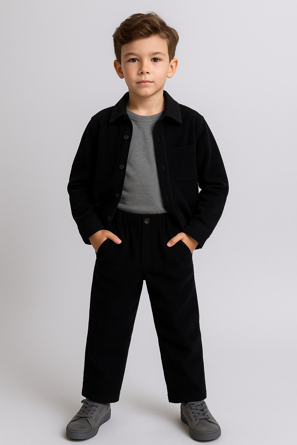 Cordoury Fabric Full Sleeves Shirt With Trouser And Half Sleeves T-shirt