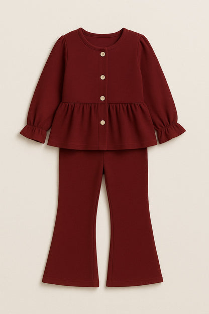 Terry Full Sleeves Front Open Top With Bottom