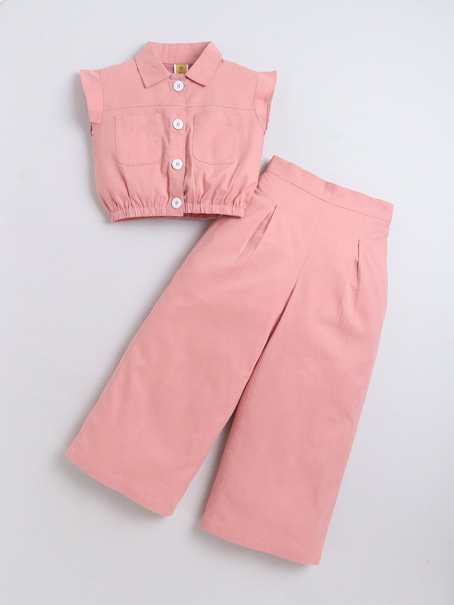 Aww Hunnnie Cotton Sleeveless Crop Top With Pants Co Ords Set