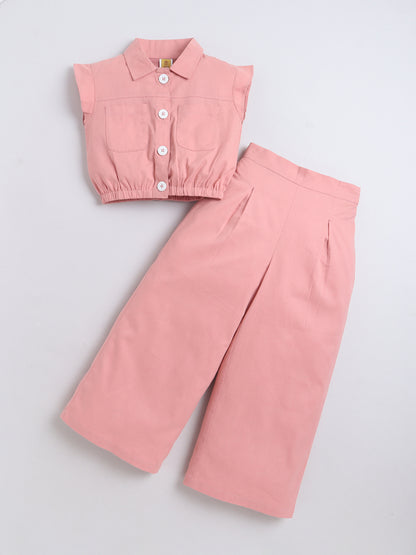 Aww Hunnnie Cotton Sleeveless Crop Top With Pants Co Ords Set