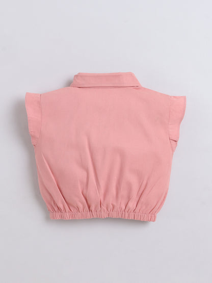 Aww Hunnnie Cotton Sleeveless Crop Top With Pants Co Ords Set