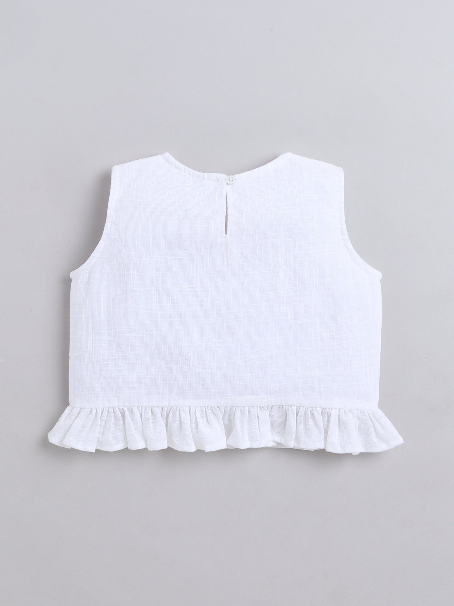Cotton Sleeveless Heart Embroidery Design Top With Bottom Co Ords Set