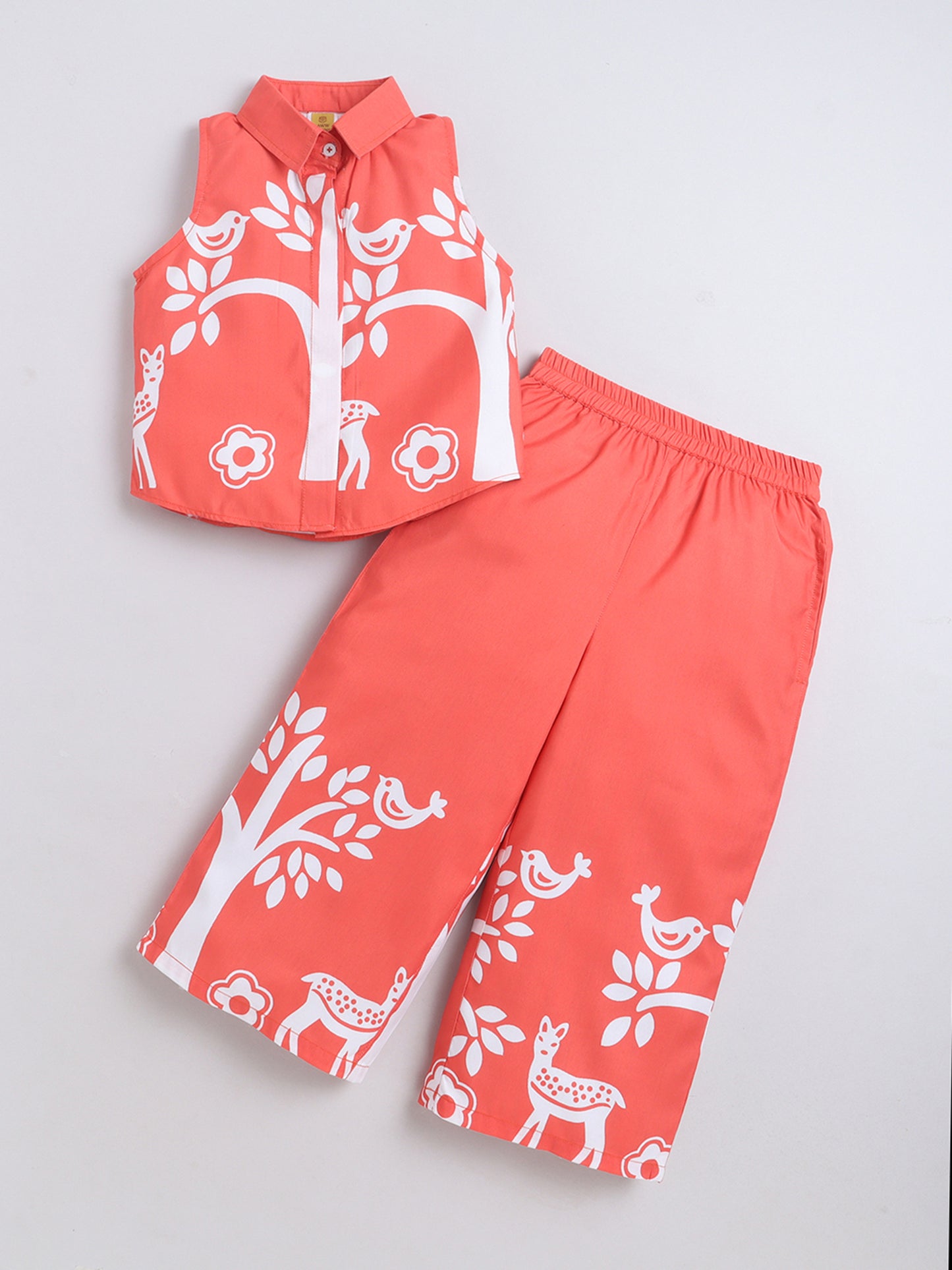 Aww Hunnie Cotton Slub Sleeveless With Bottom Co Ords Set