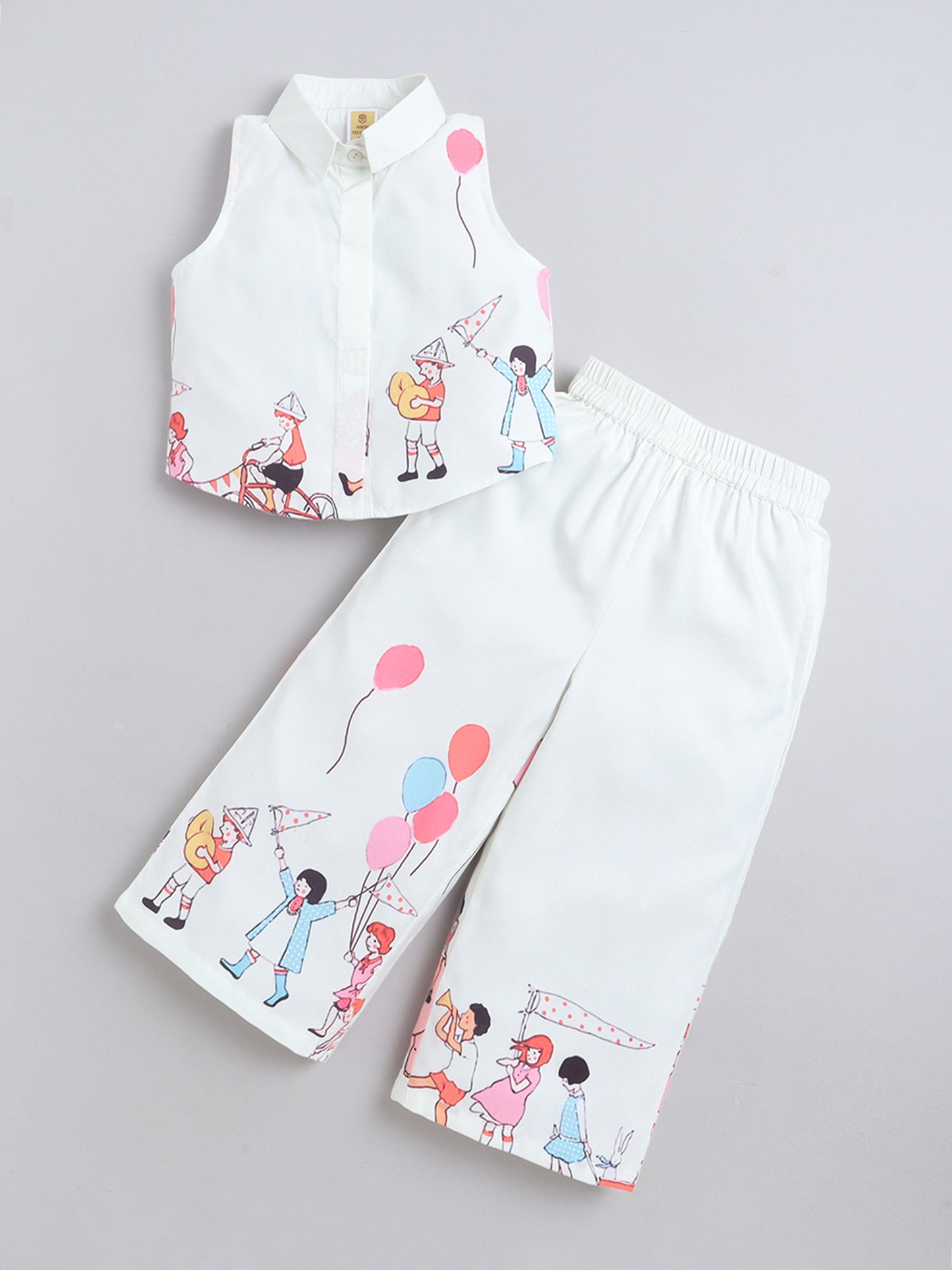Aww Hunnie Cotton Slub Sleeveless With Bottom Co Ords Set
