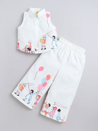 Aww Hunnie Cotton Slub Sleeveless With Bottom Co Ords Set