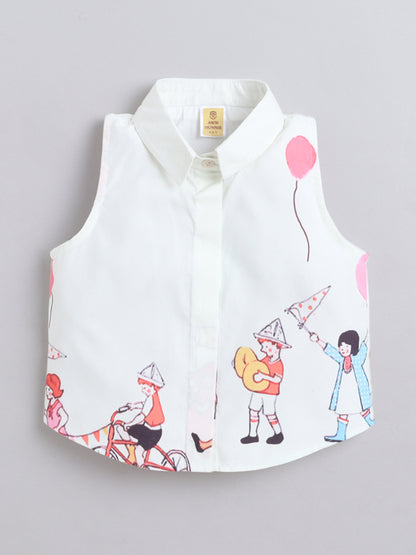 Aww Hunnie Cotton Slub Sleeveless With Bottom Co Ords Set