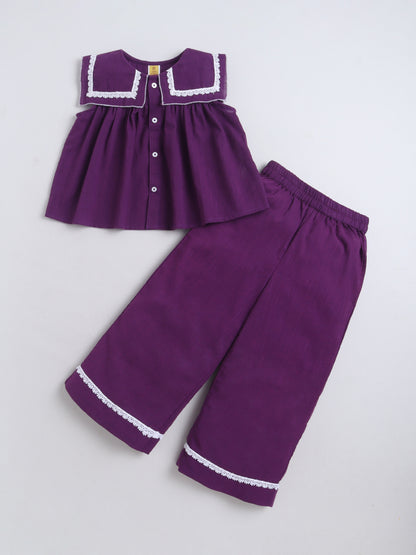 Aww Hunnie Cotton Slub Sleeveless With Bottom Co Ords Set