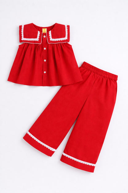 Aww Hunnie Cotton Slub Sleeveless With Bottom Co Ords Set