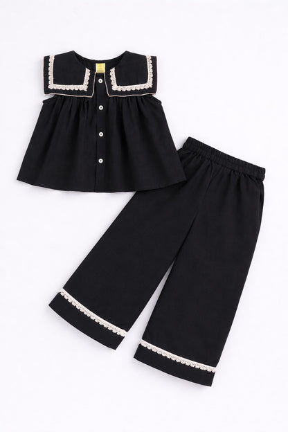 Aww Hunnie Cotton Slub Sleeveless With Bottom Co Ords Set