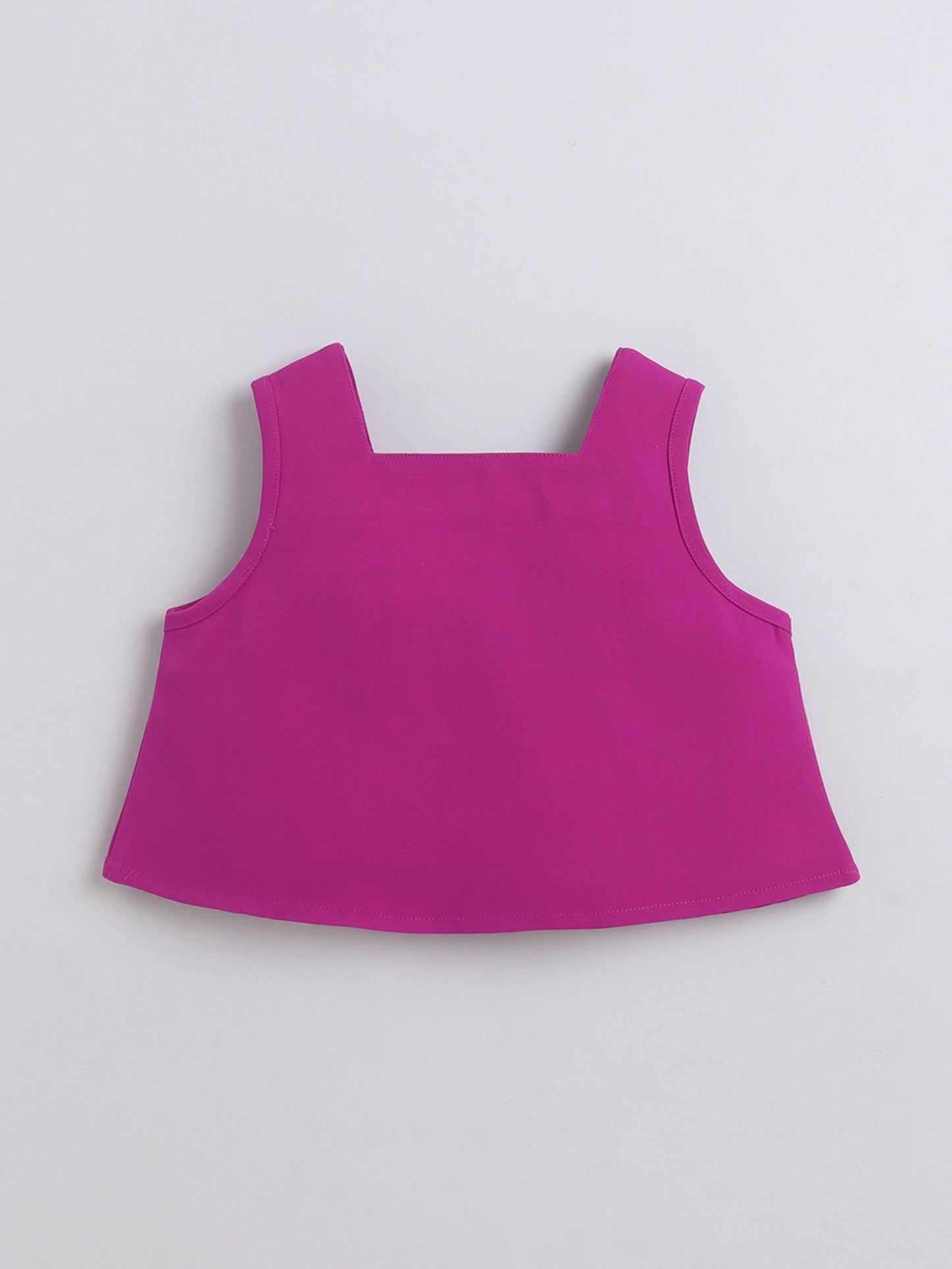 Bananna Crape Fabric Sleeveless Pearl Design Crop Top With Bottom Co Ords Set