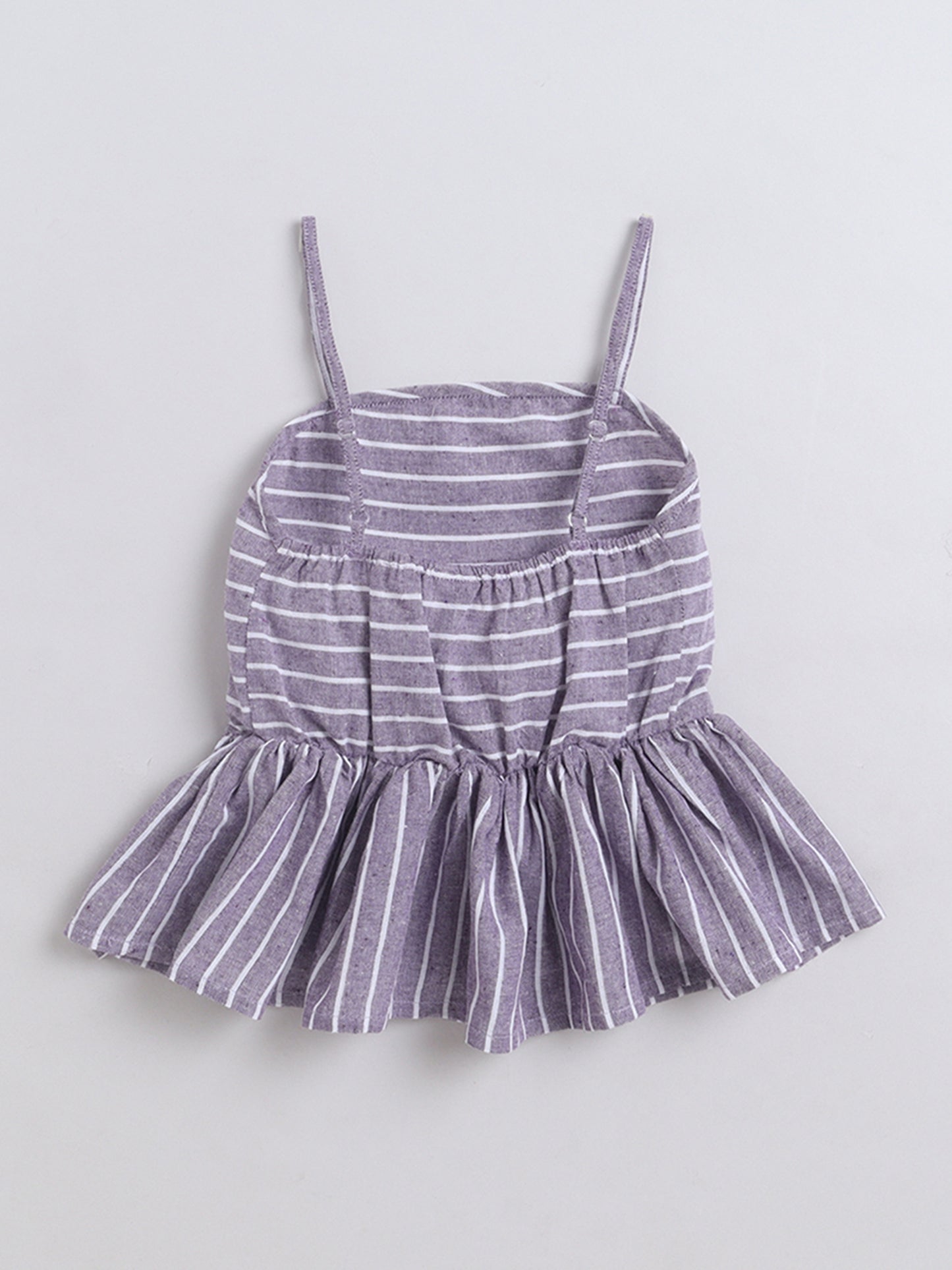 Bananna Cotton Sleeveless Stripe Peplum Top With Bottom Co Ords Set