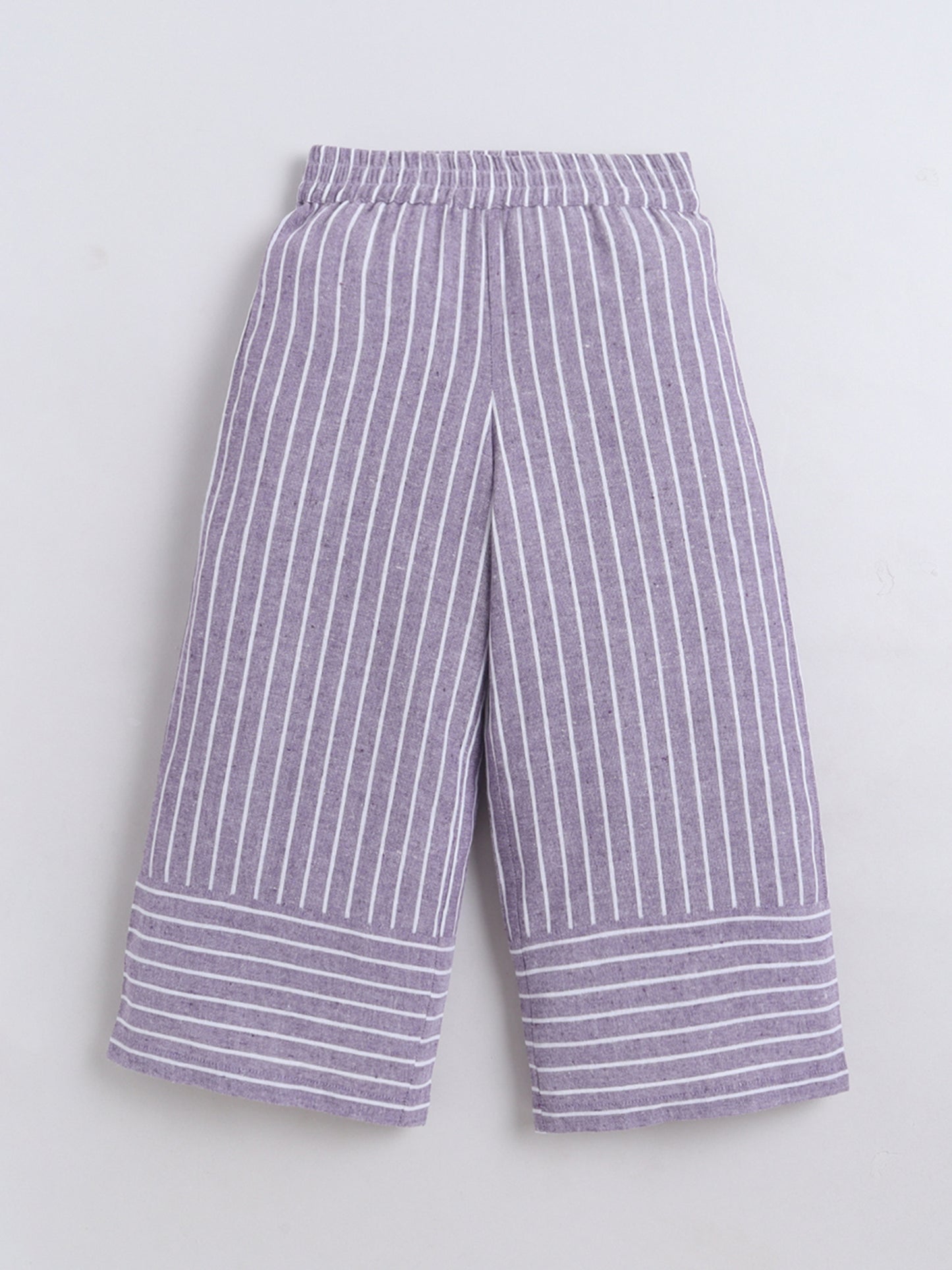 Bananna Cotton Sleeveless Stripe Peplum Top With Bottom Co Ords Set