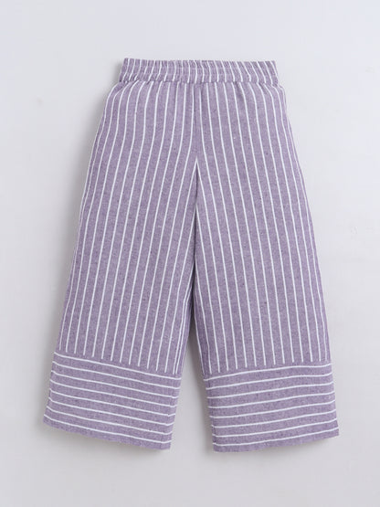 Bananna Cotton Sleeveless Stripe Peplum Top With Bottom Co Ords Set