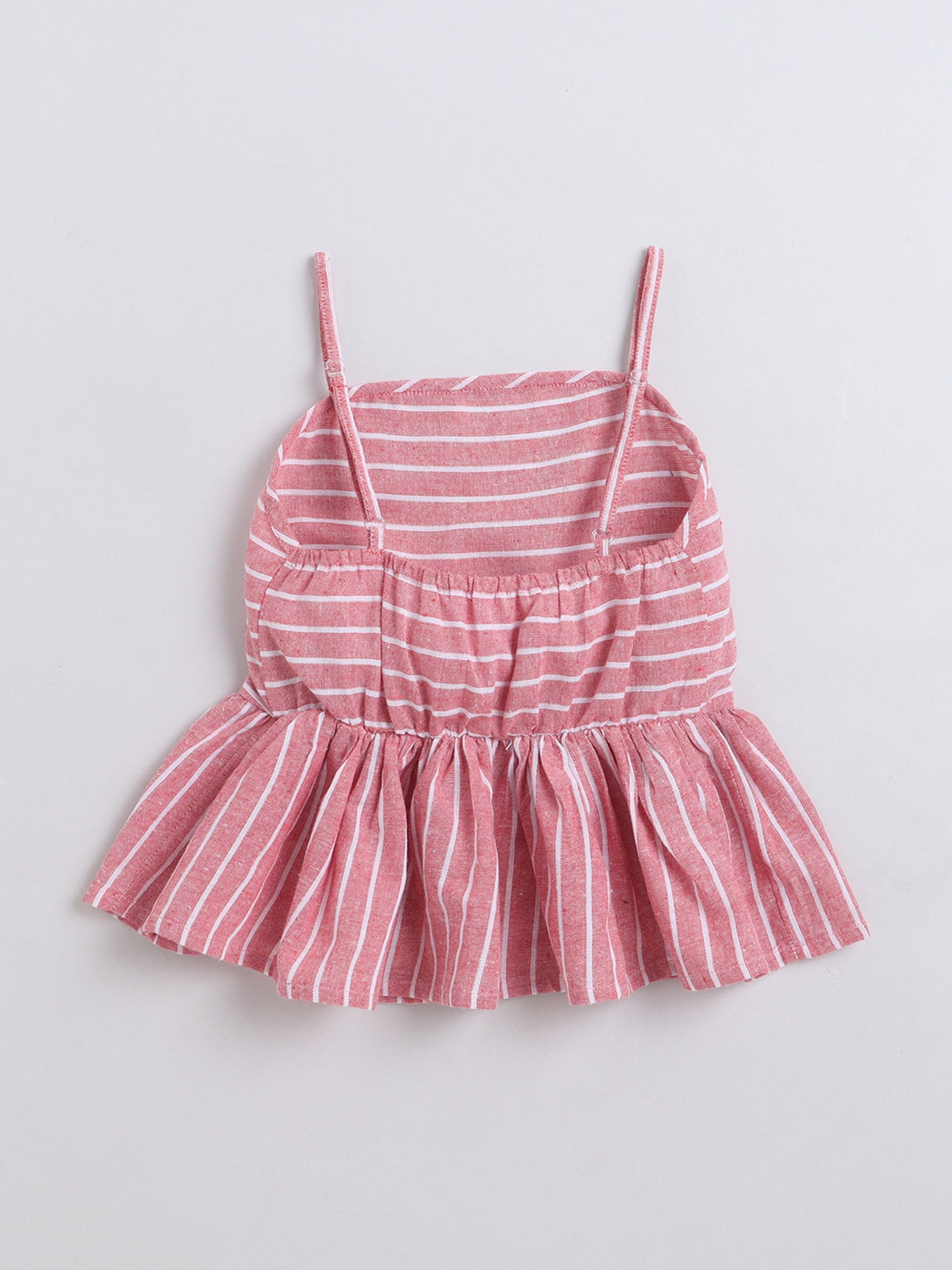 Bananna Cotton Sleeveless Stripe Peplum Top With Bottom Co Ords Set