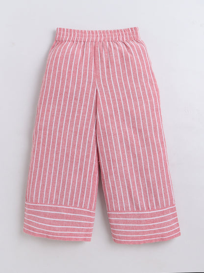 Bananna Cotton Sleeveless Stripe Peplum Top With Bottom Co Ords Set