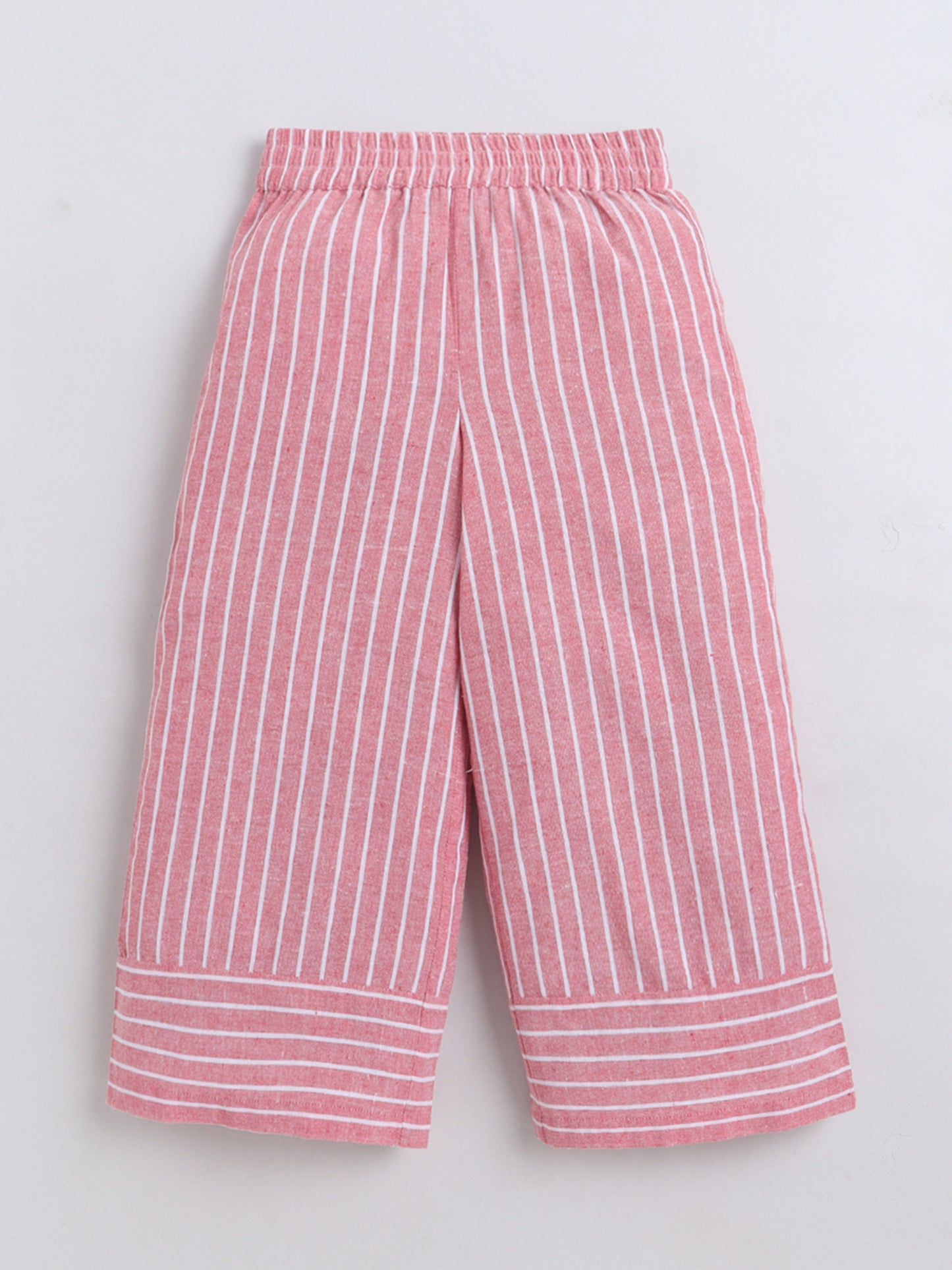 Bananna Cotton Sleeveless Stripe Peplum Top With Bottom Co Ords Set
