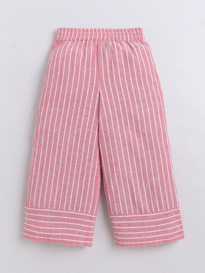 Bananna Cotton Sleeveless Stripe Peplum Top With Bottom Co Ords Set
