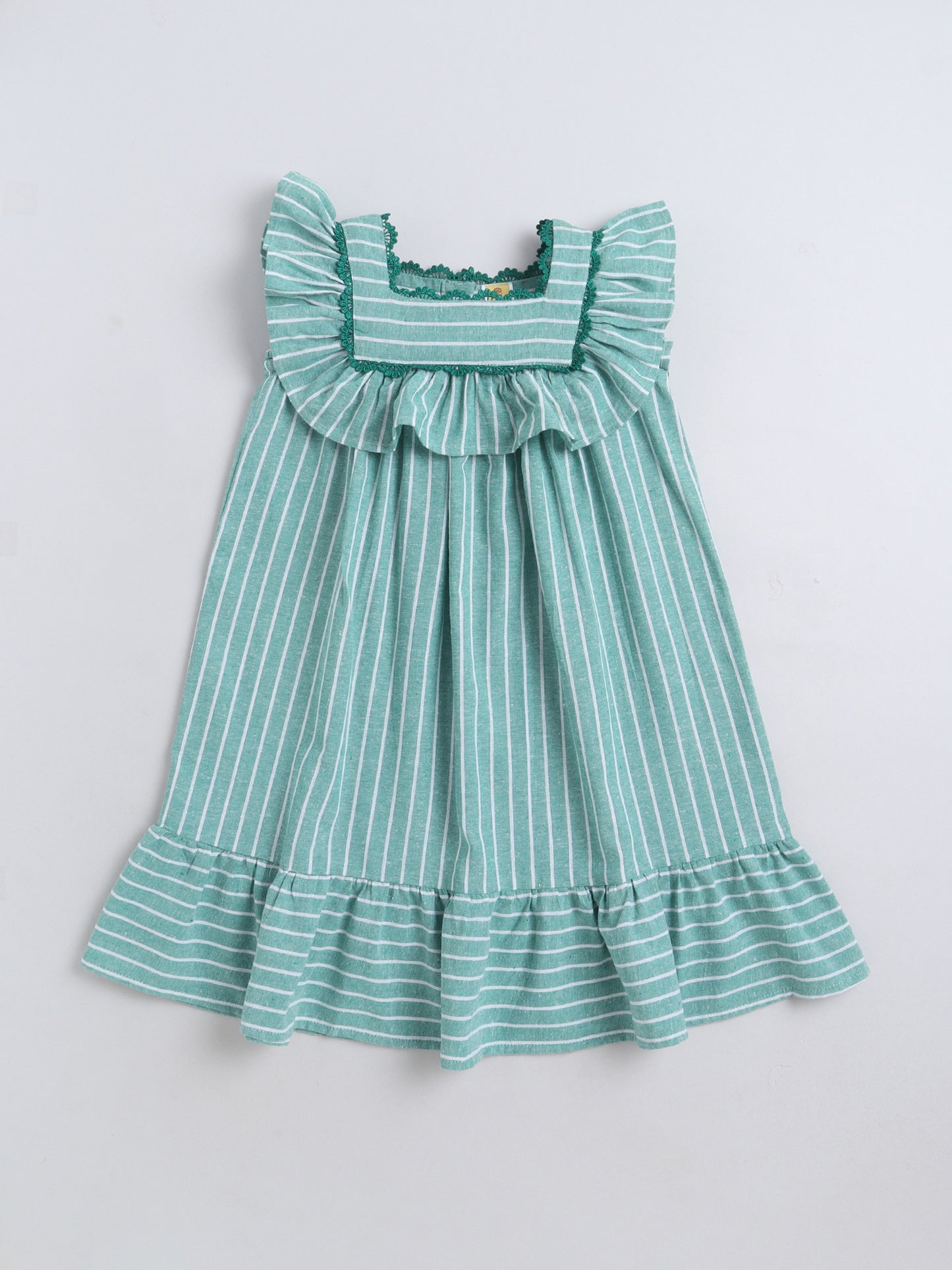 Cotton Sleeve less Striped Lace detailed Yog Dress