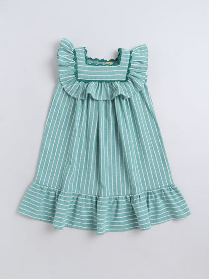 Cotton Sleeve less Striped Lace detailed Yog Dress