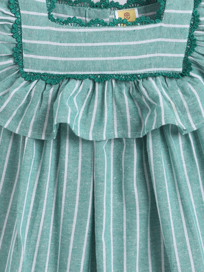 Cotton Sleeve less Striped Lace detailed Yog Dress