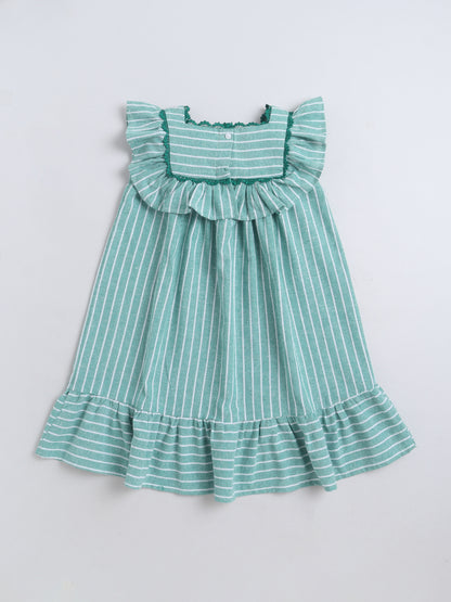 Cotton Sleeve less Striped Lace detailed Yog Dress