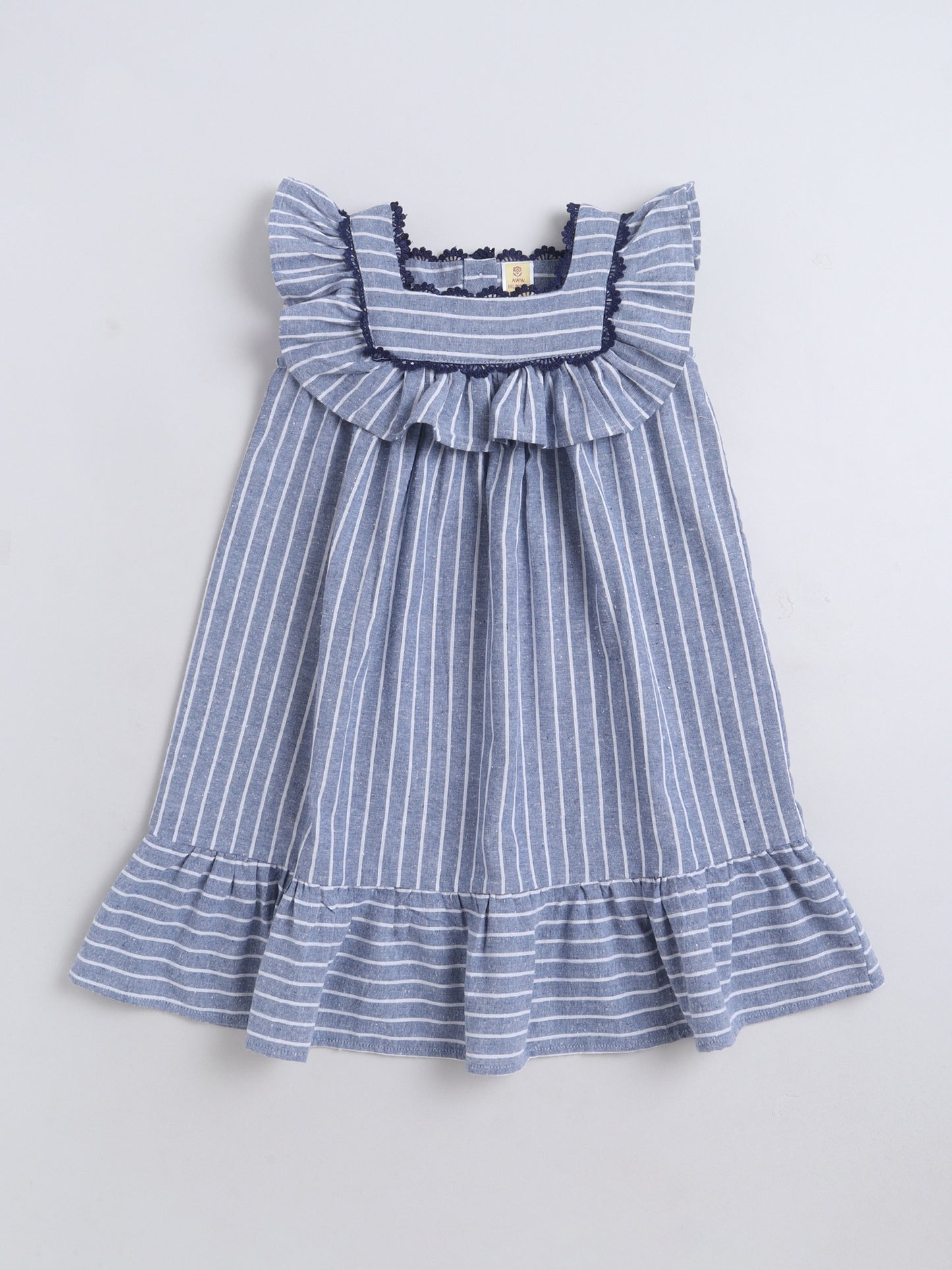 Cotton Sleeve less Striped Lace detailed Yog Dress