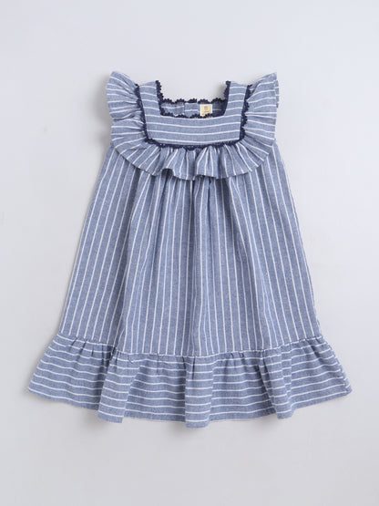 Cotton Sleeve less Striped Lace detailed Yog Dress