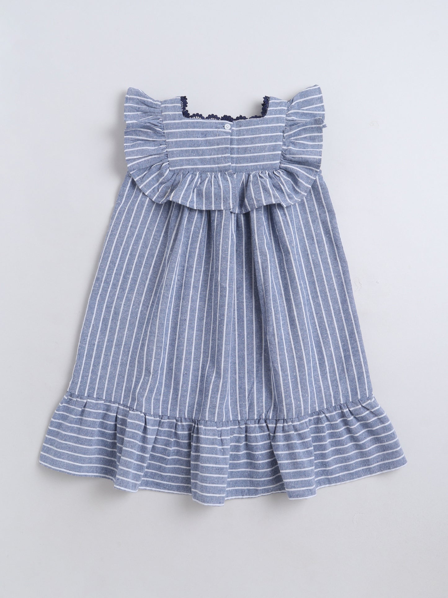 Cotton Sleeve less Striped Lace detailed Yog Dress