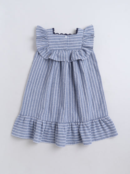 Cotton Sleeve less Striped Lace detailed Yog Dress