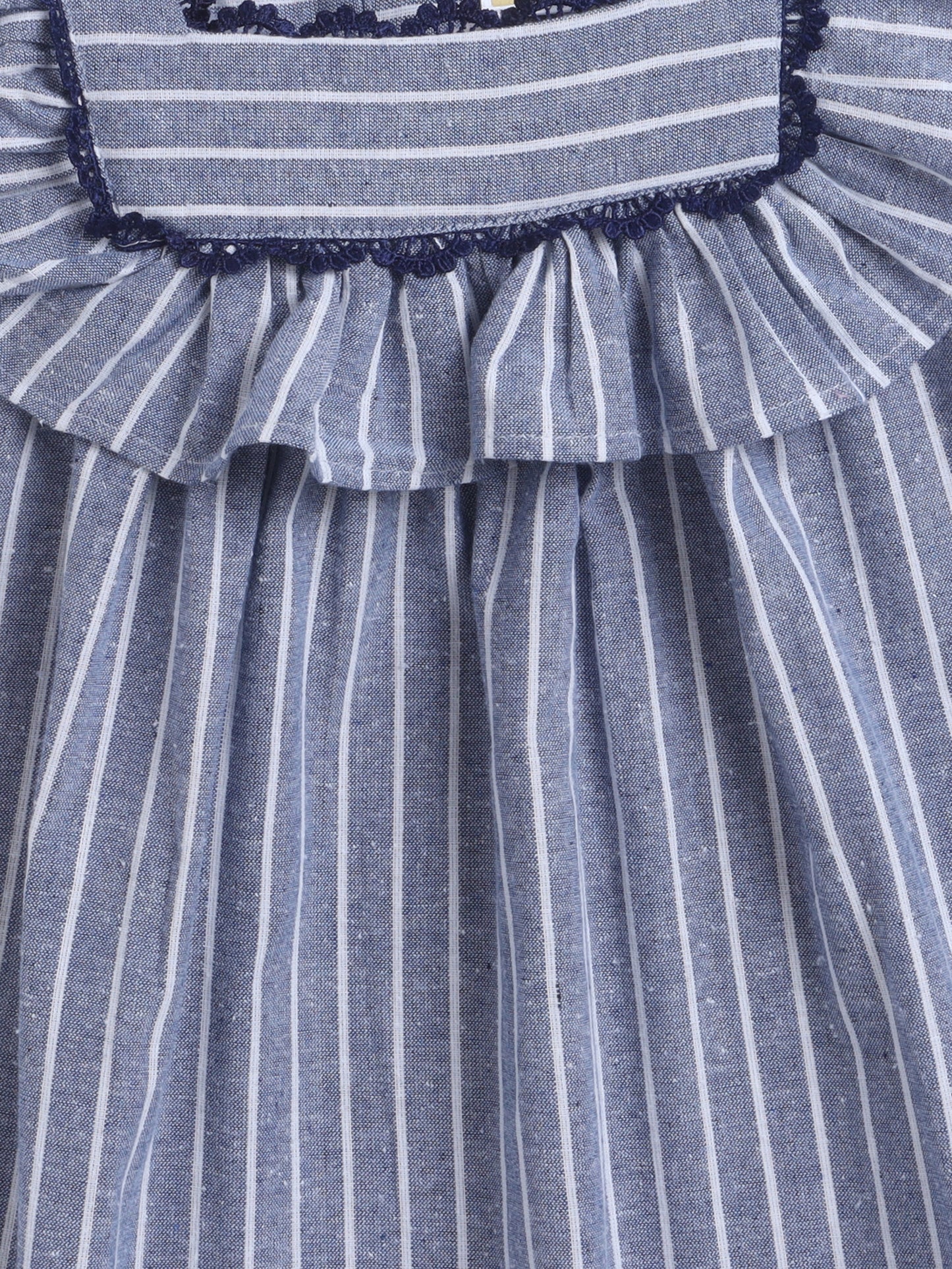 Cotton Sleeve less Striped Lace detailed Yog Dress