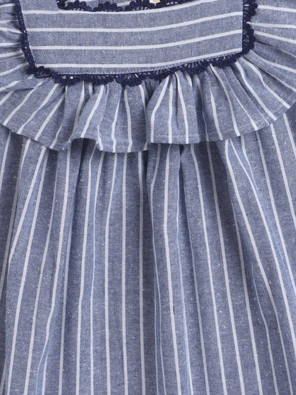 Cotton Sleeve less Striped Lace detailed Yog Dress