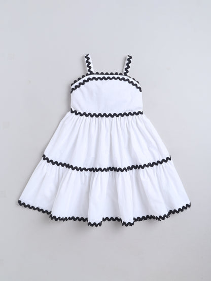 Cotton Sleeve less Lace detailed Dress