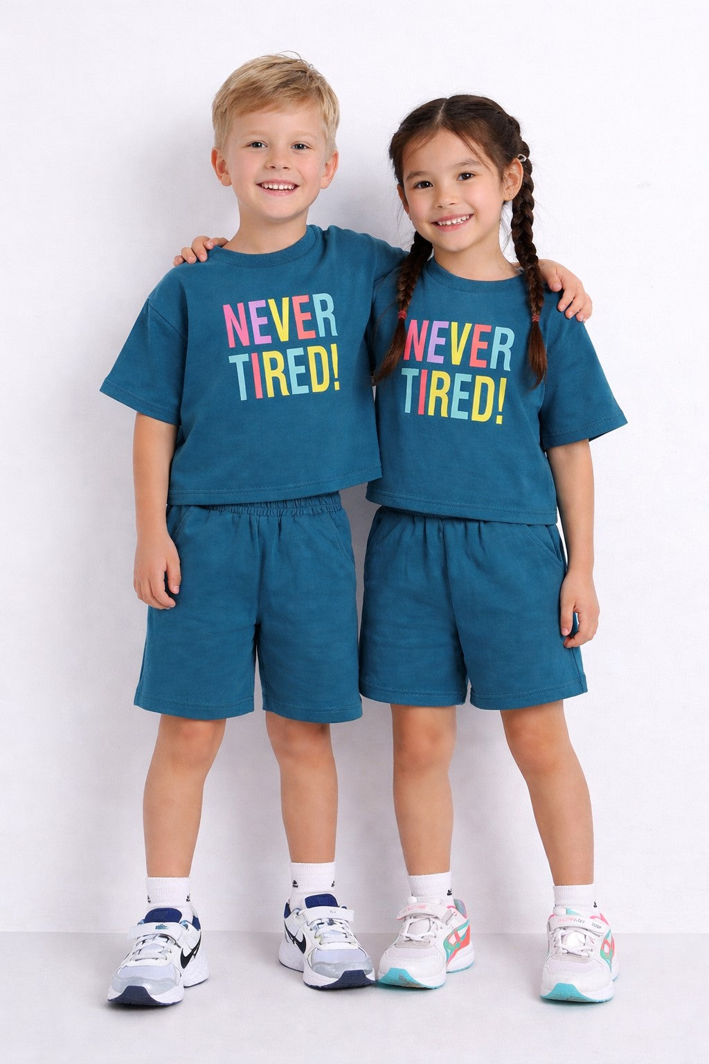 Cotton Terry Half Sleeves Loss Fit T-shirt With Shorts Unisex Co Ords