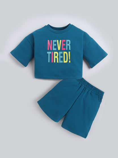Cotton Terry Half Sleeves Loss Fit T-shirt With Shorts Unisex Co Ords