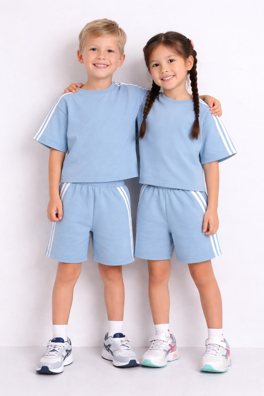 Cotton Terry Half Sleeves Loss Fit T-shirt With Shorts Unisex Co Ords