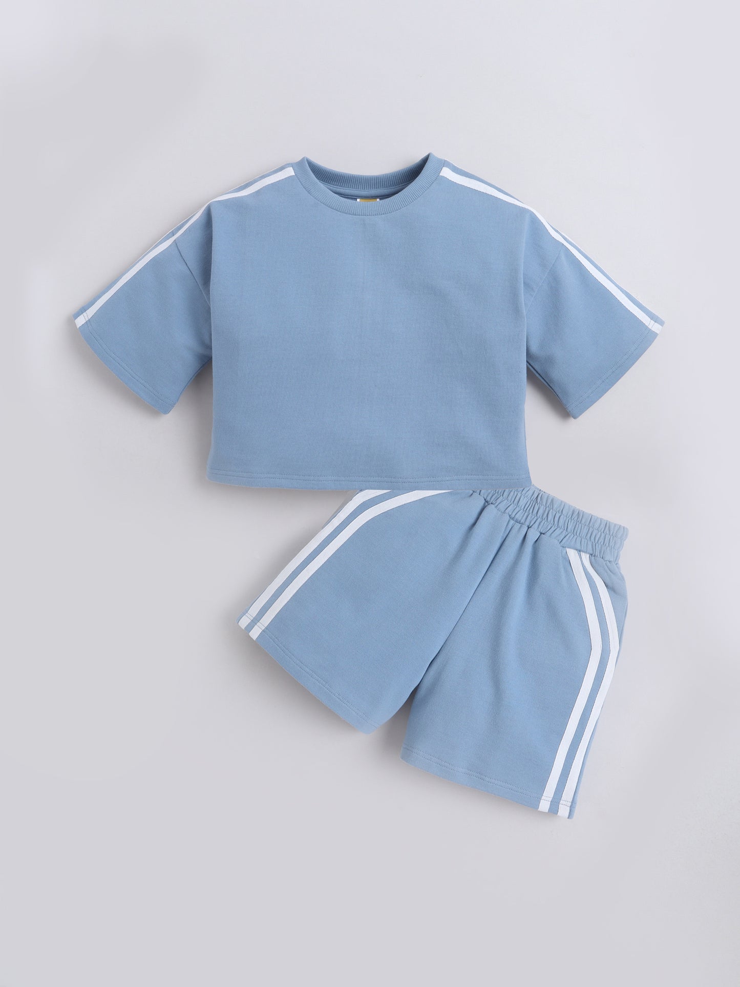 Cotton Terry Half Sleeves Loss Fit T-shirt With Shorts Unisex Co Ords