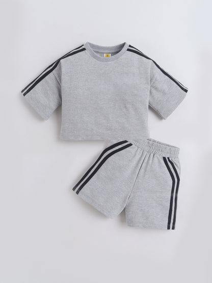 Cotton Terry Half Sleeves Loss Fit T-shirt With Shorts Unisex Co Ords
