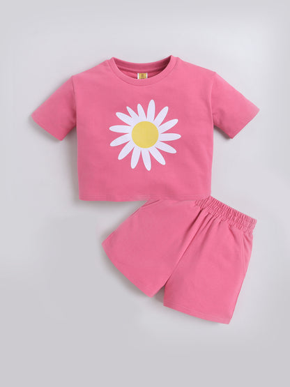 Cotton Terry Half Sleeves Loss Fit T-shirt With Shorts Co Ords