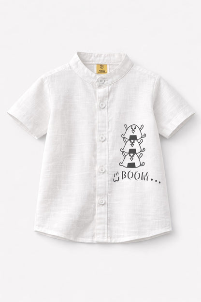Cotton Slub Half Sleeves Printed Bhoom Shirt