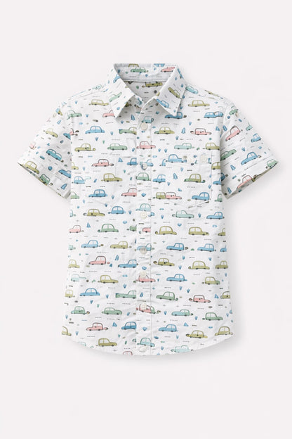 100% Half Sleeves Car Printed Shirt