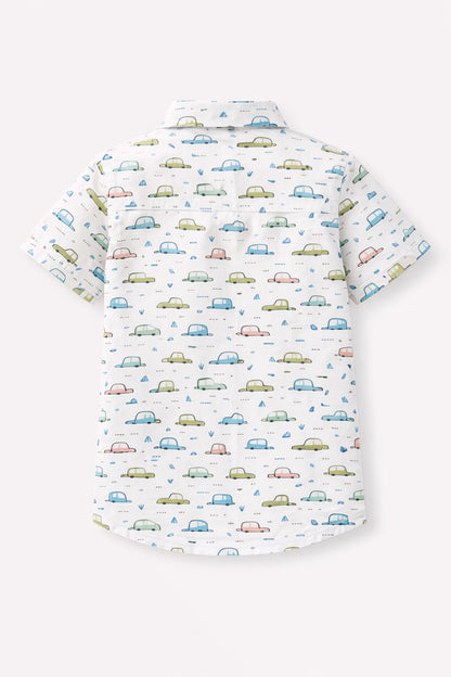 100% Half Sleeves Car Printed Shirt