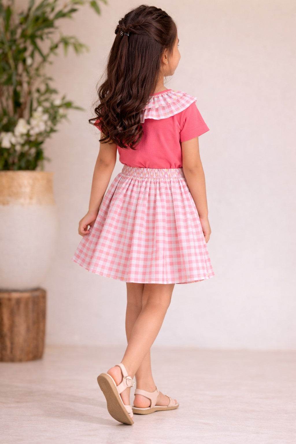 Cotton Half Sleeves T-shirt With Printed Skirt