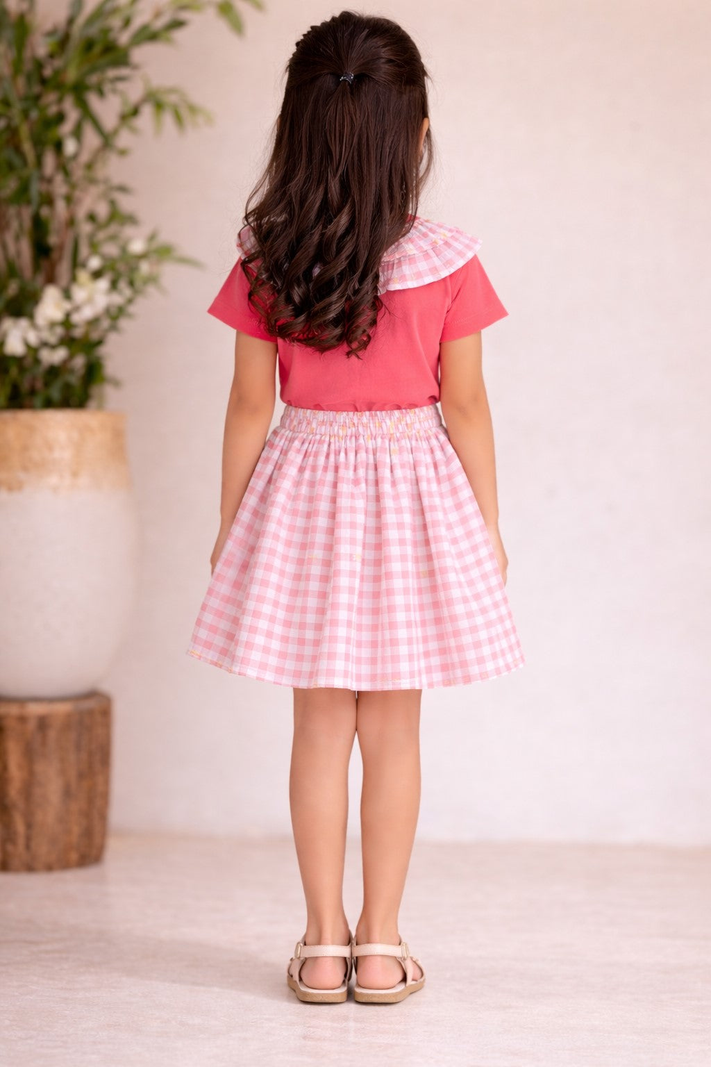 Cotton Half Sleeves T-shirt With Printed Skirt