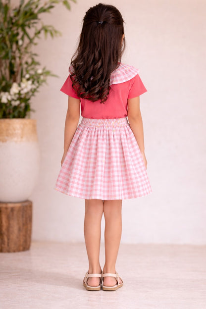 Cotton Half Sleeves T-shirt With Printed Skirt