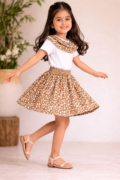 Cotton Half Sleeves T-shirt With Printed Skirt
