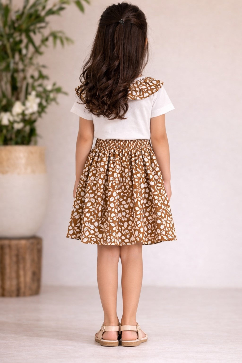 Cotton Half Sleeves T-shirt With Printed Skirt