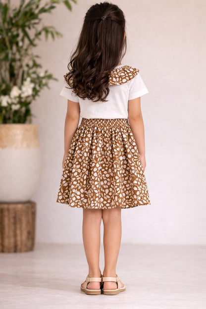 Cotton Half Sleeves T-shirt With Printed Skirt