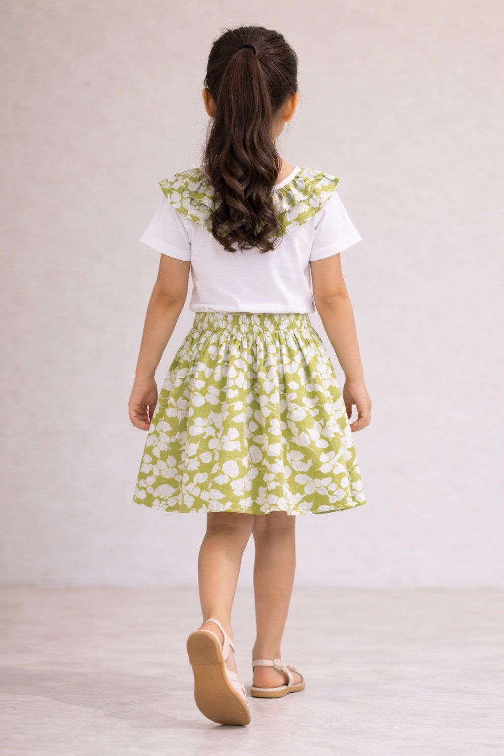 Cotton Half Sleeves T-shirt With Printed Skirt