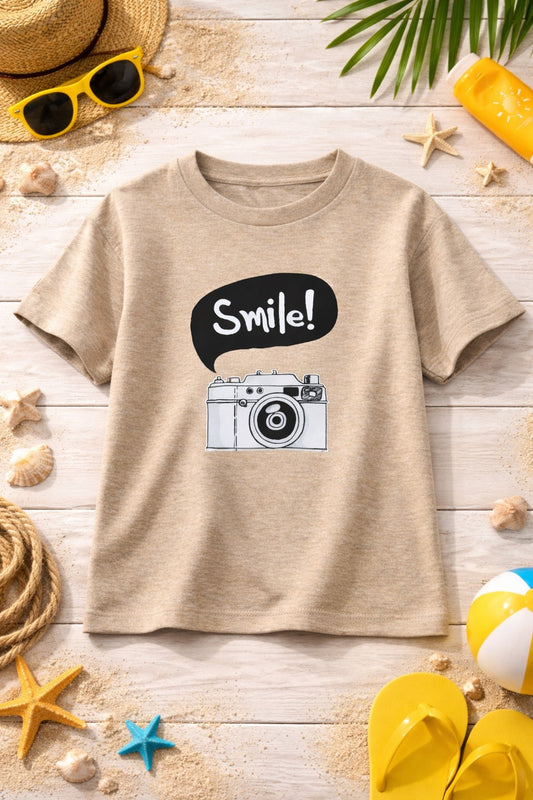 100% Cotton jersey Half Sleeves Camera Print T-Shirt